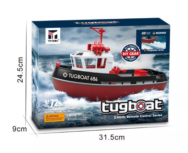 RC Tugboat 686 Model (1/72) - 2.4G, Wireless, Dual Motor, Remote Control,