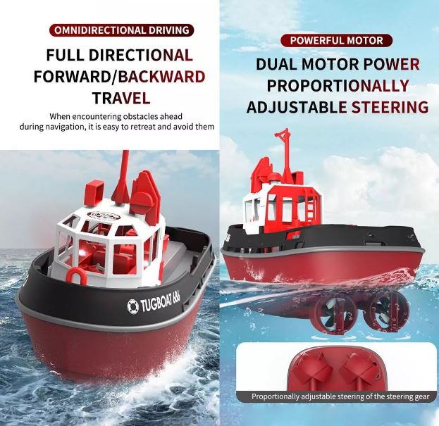 RC Tugboat 686 Model (1/72) - 2.4G, Wireless, Dual Motor, Remote Control,