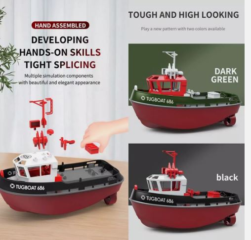 RC Tugboat 686 Model (1/72) - 2.4G, Wireless, Dual Motor, Remote Control,