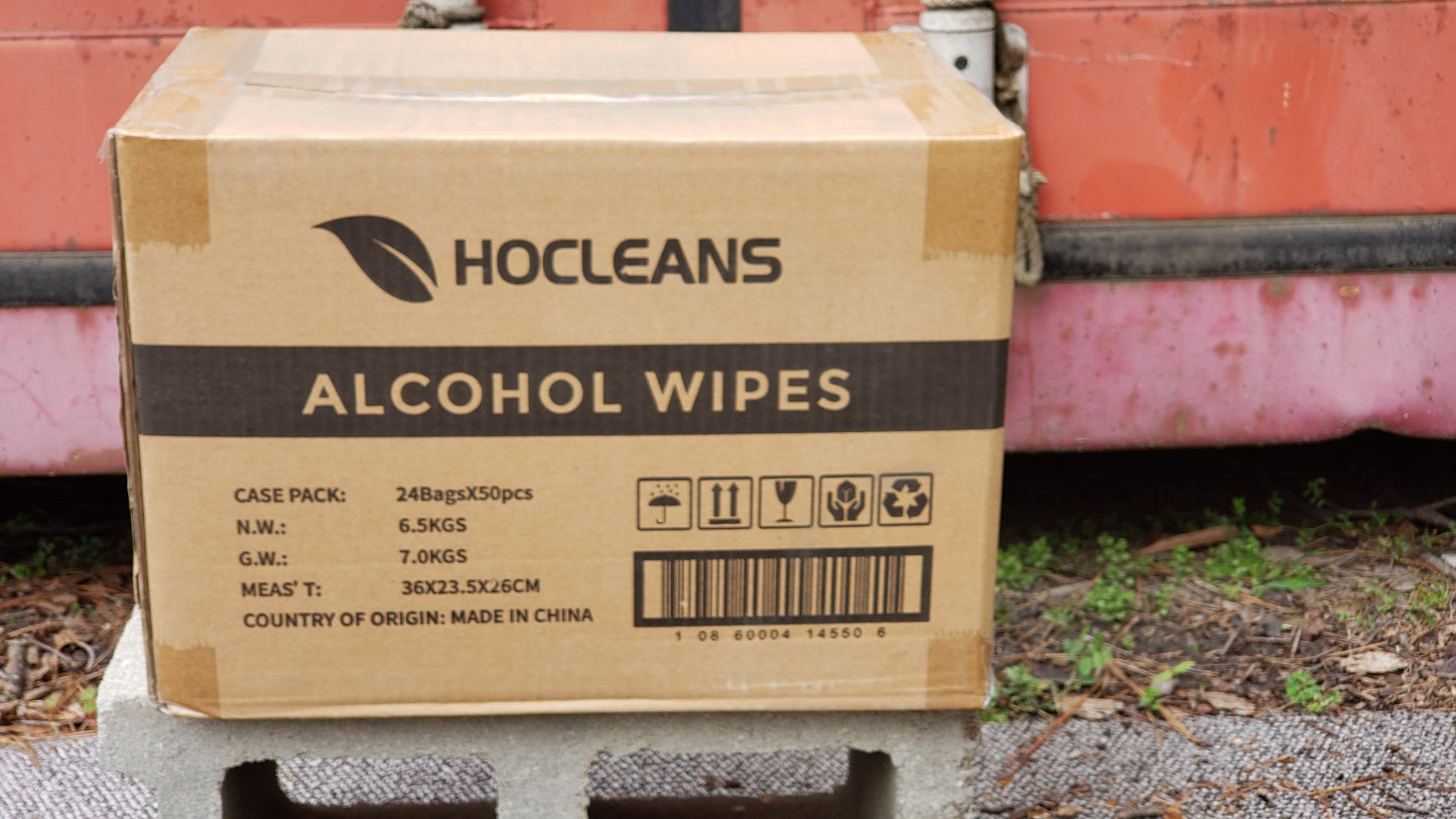 Hocleans 75% Alchohol Wet Sanitizer Wipes 24 Paks of 50 Wipes - 1200 Wipes