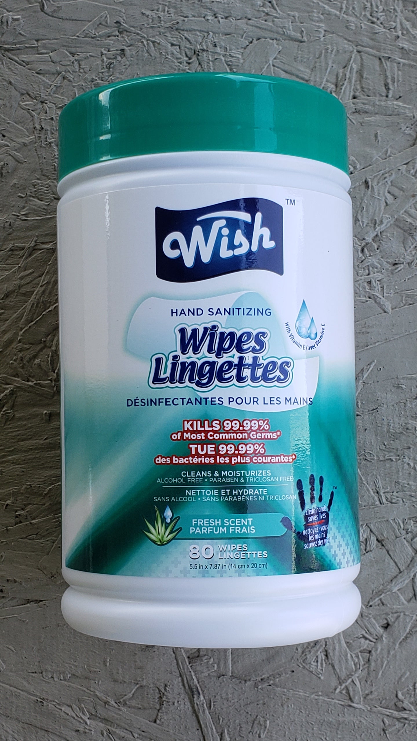 Wish Hand Sanitizing Wipes 80ct Pack of 3 (240ct Total) or CASE of 12 (960ct)