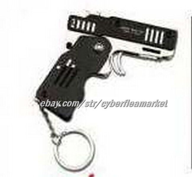 Gun Keychain Elastic Rubber Band Shooting Pistol Folding