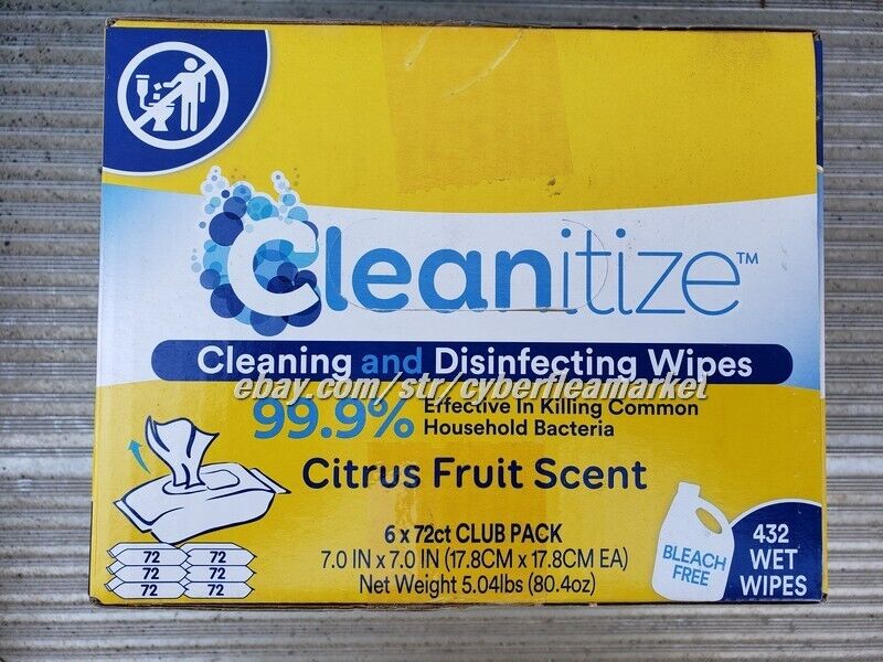 Cleanitize Cleaning And Sanitizing Wipes Case / 6 Packs 72 Count Each 432 Total