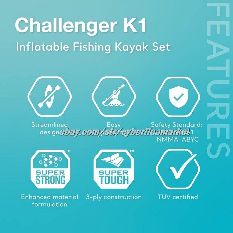 INTEX Challenger Inflatable Kayak K1 w Deluxe 86in Kayak Paddles + Pump