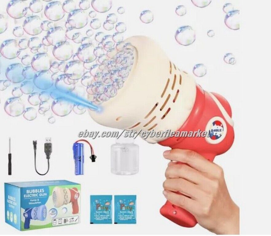 NEW Electric Bubble Gun - BLUE 33-Holes, Rechargeable NEW AS IS