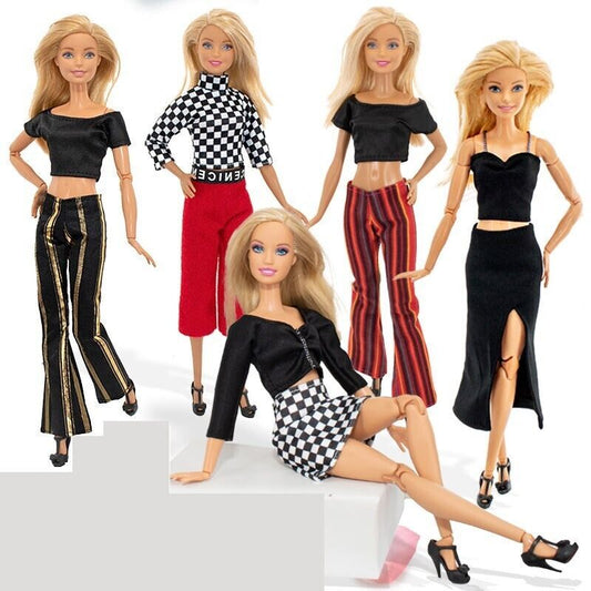 Premium Designer Black Fashion Clothes Set for 11.5" Doll Outfits TOPS&BOTTOMS