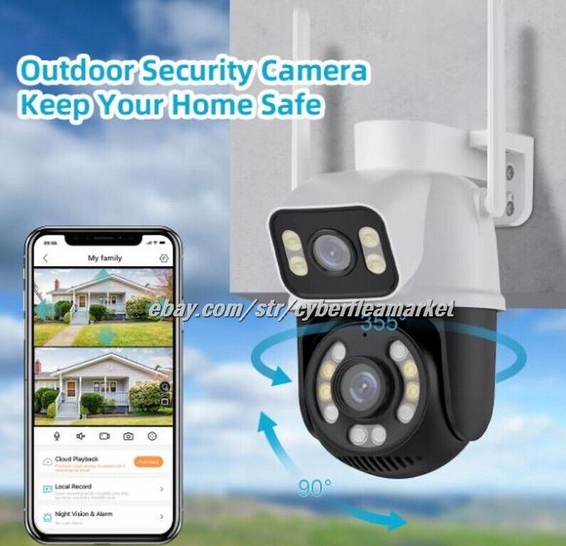ICSEE HD 4MP+4MP Dual Lens WiFi Wireless Camera Outdoor Home IR IP Security Cam
