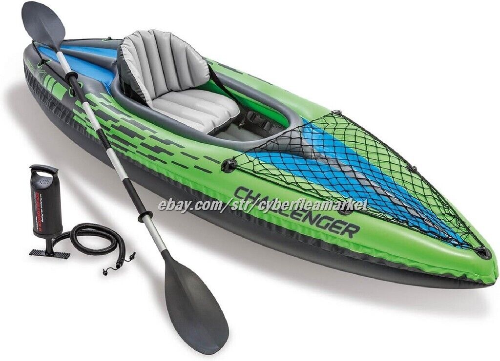 INTEX Challenger Inflatable Kayak K1 w Deluxe 86in Kayak Paddles + Pump