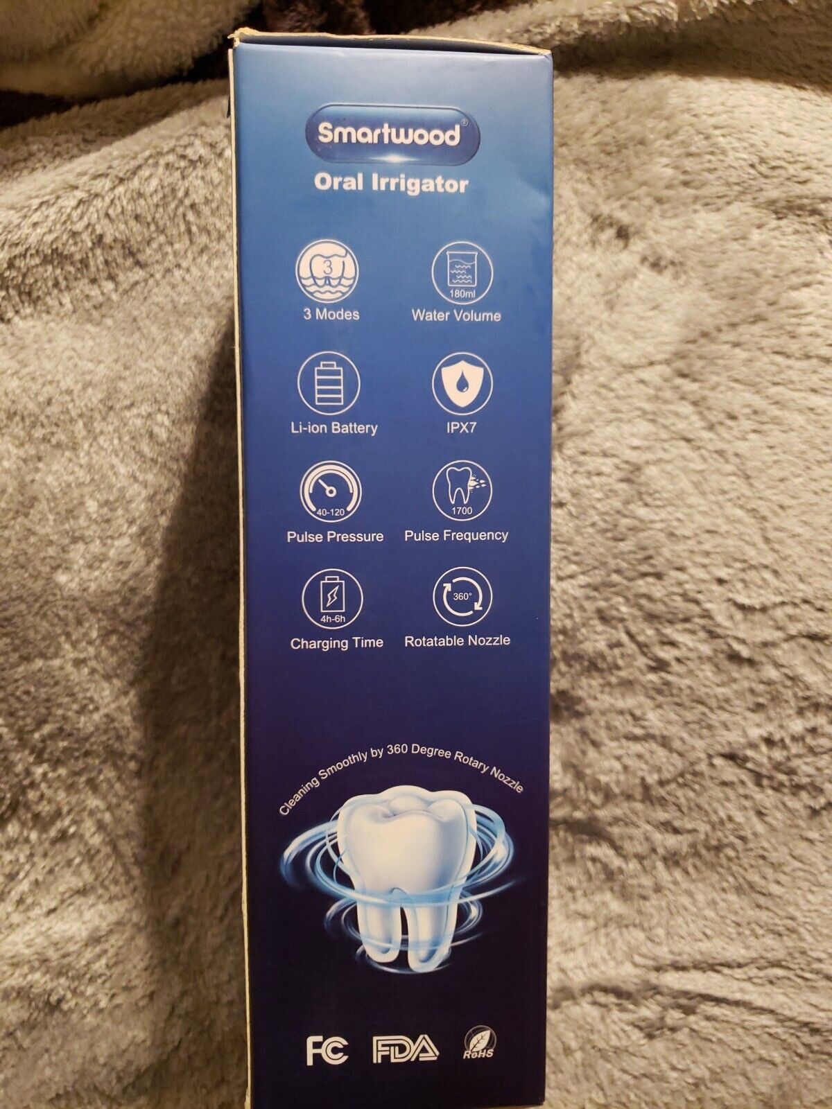 Smartwood Oral Irrigator 360 Degree Rotary Nozzle Cordless Rechargeable 