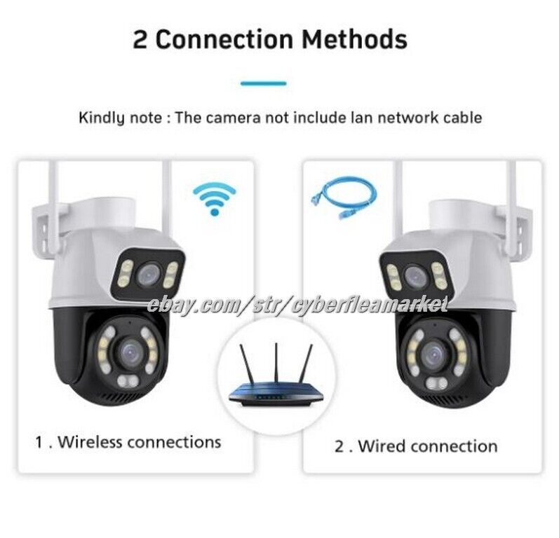ICSEE HD 4MP+4MP Dual Lens WiFi Wireless Camera Outdoor Home IR IP Security Cam