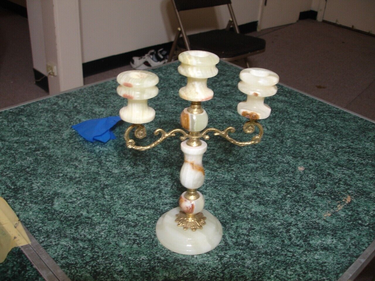 Vintage Candelabra marble base 3 arm Candle Holder Marble Base Ornate