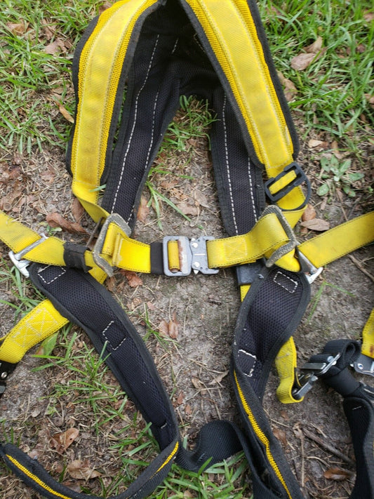Fall Protection Body Safety Harness w/ 5pt Adjustments, Pass-through Chest,...