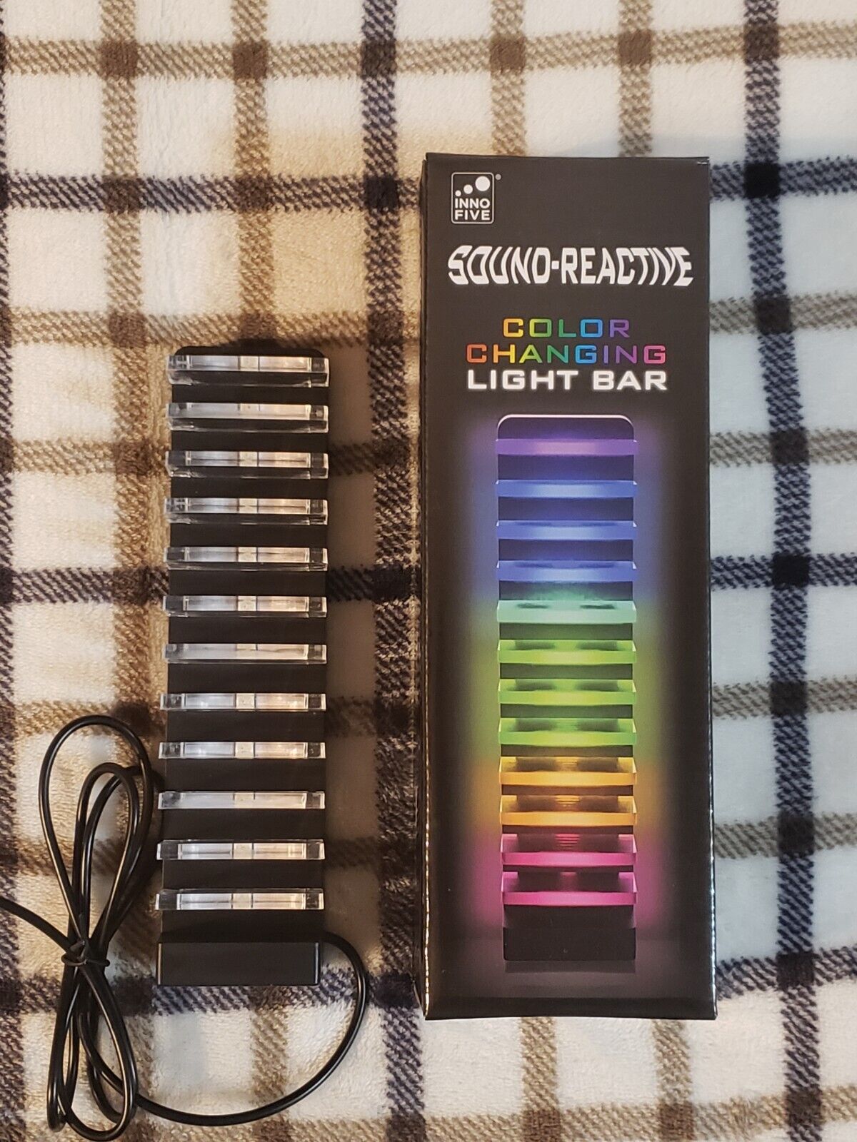 Sound-Activated 2 pk Color Changing LED Light Bars ~ 12 lights/bar 7.5" Tall NEW