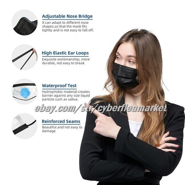 FFG Face Masks Disposable 3 Layer Non Medical Face Mask, One Size Fits All 50pk