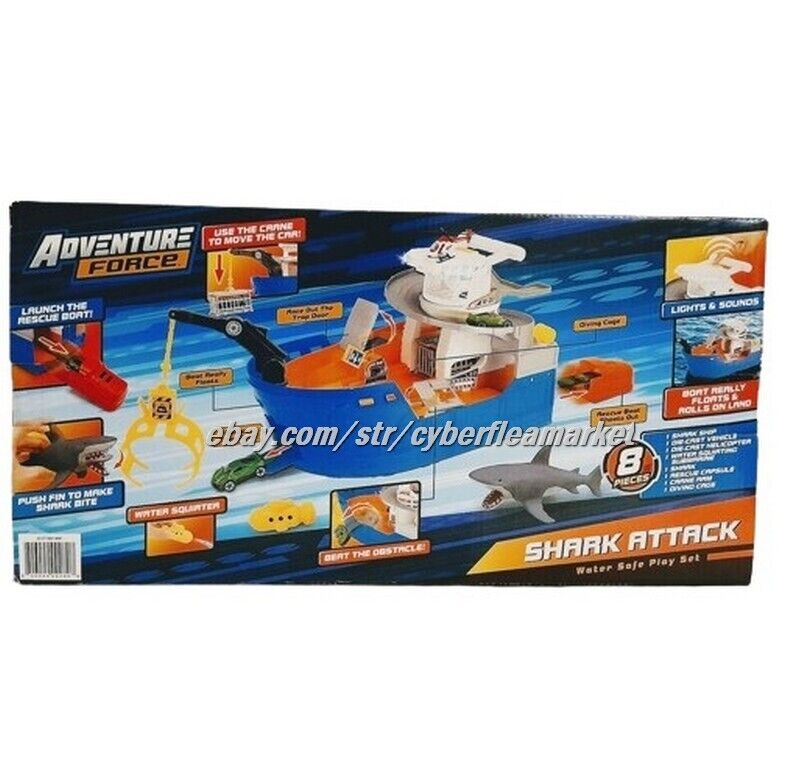 Adventure Force Shark Attack Water Safe, Toy Boat, Die-Cast Vehicle Playset