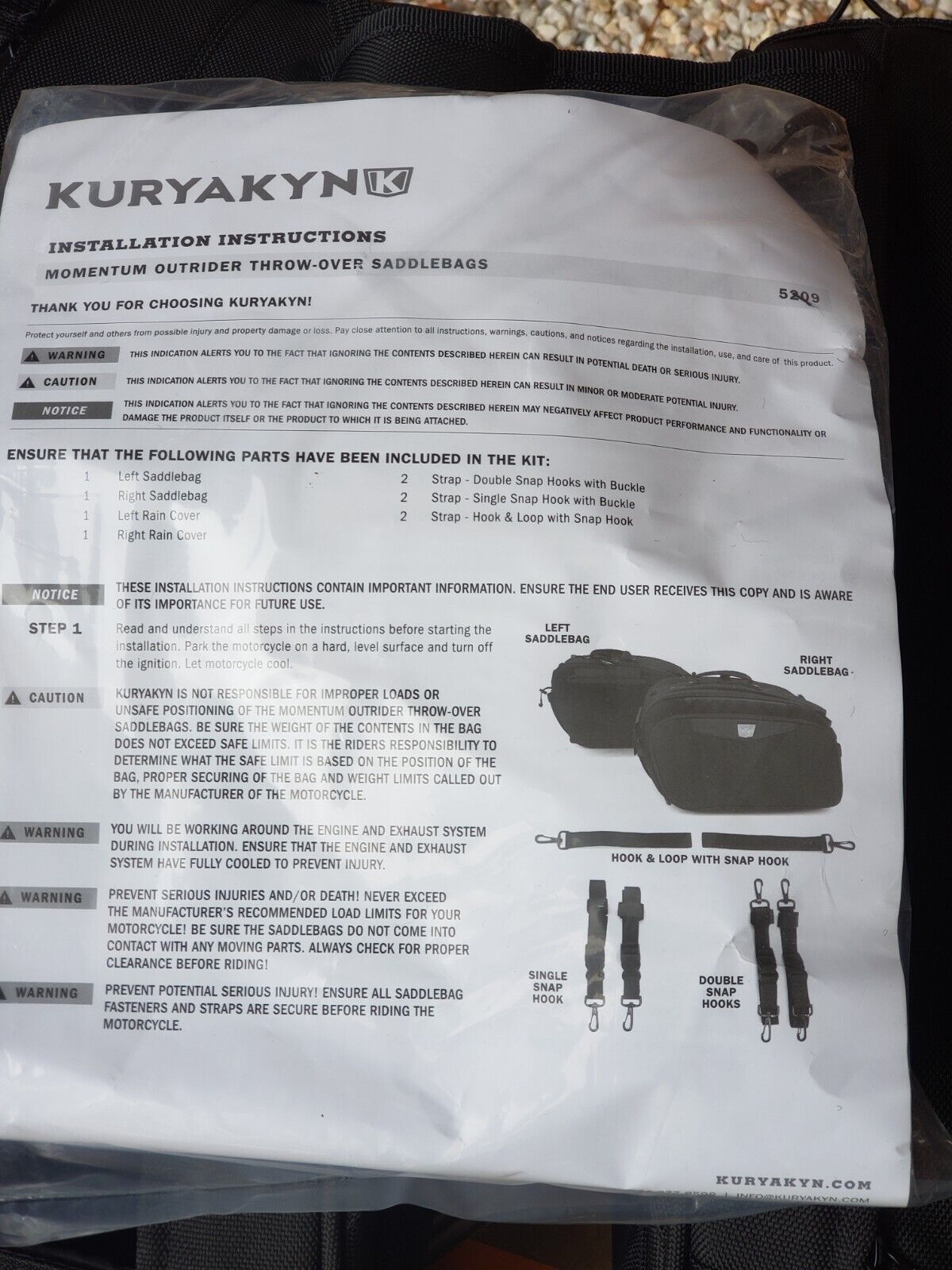 KURYAKYN Momentum Outrider Saddlebags BLACK Motorcycle bag 5209