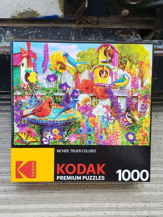 Kodak Premium Puzzle 1000 Pieces Bird Bath Garden by Lars Stewart Factory Sealed