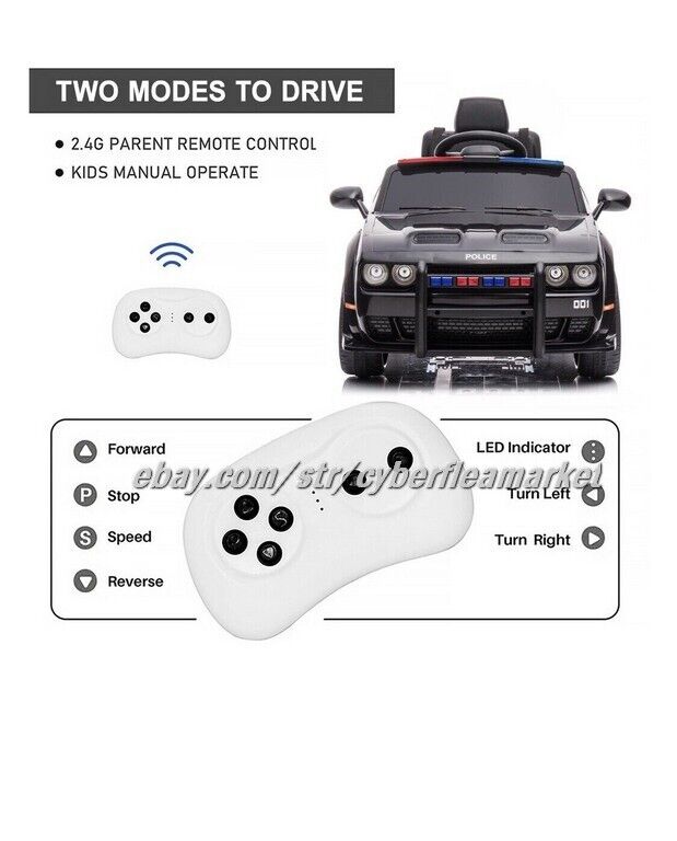 Licensed Dodge Challenger SRT Hellcat Police car 12v kid ride on with Remote New