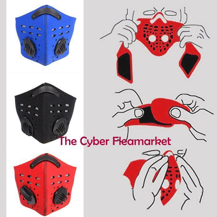Carbon Activated Face Mask Washable Reusable Neoprene PM2.5 RED/BLUE/BLACK