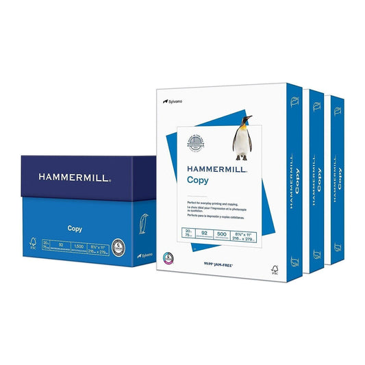 Hammermill Printer Paper Great White 30% Recycled 8.5 x 11 - 3 Ream 1500 sheets