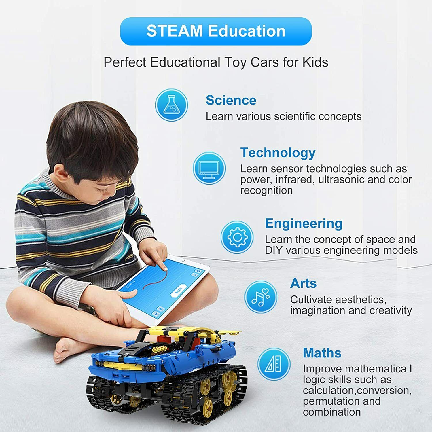  STEM Remote Control Building Kit, R/C TRACKED Off-Road Vehicle with lights