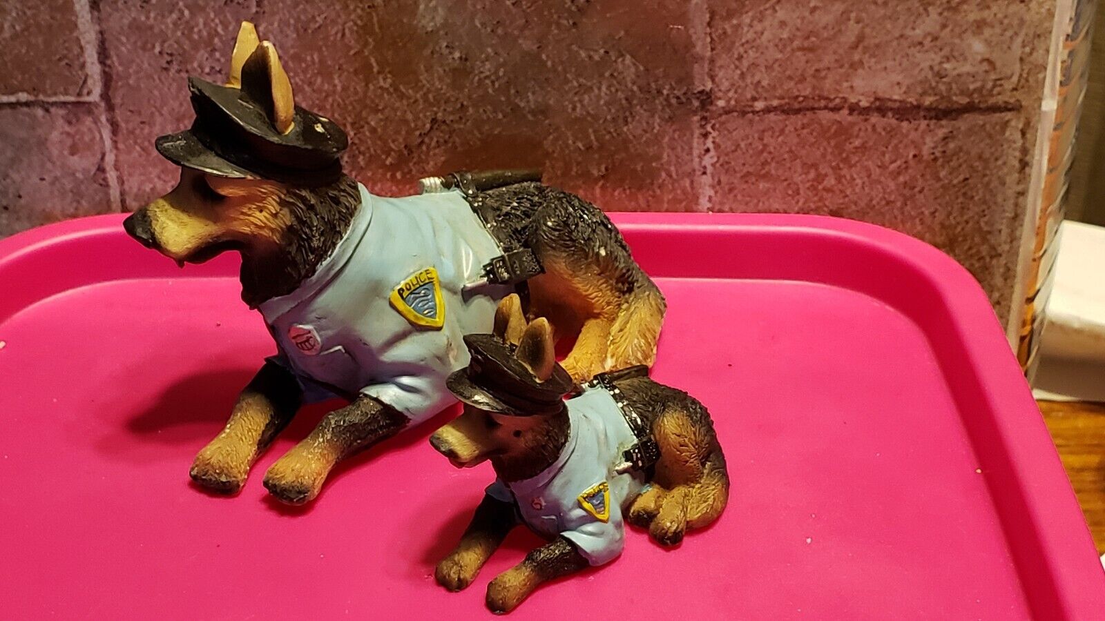 Police German Shepard dogs in uniform figurines