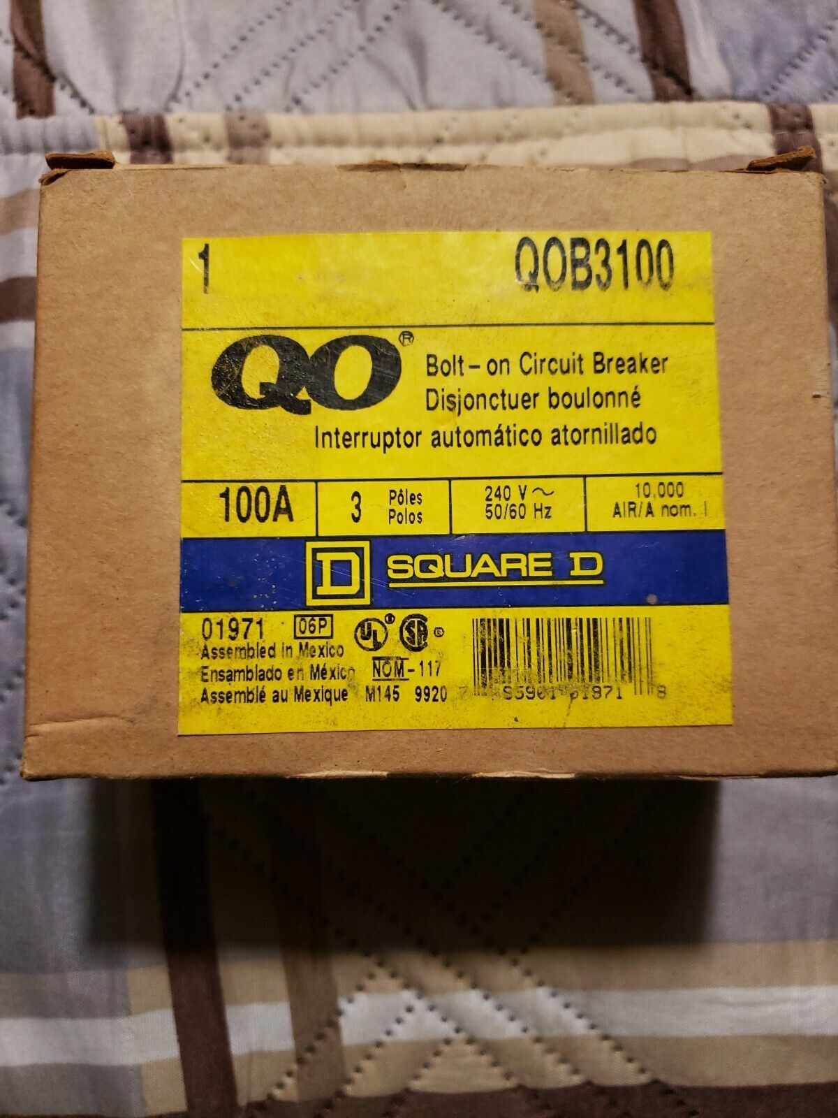NEW - Square D QOB3100 100 A 3 POLE Miniature Circuit Breaker