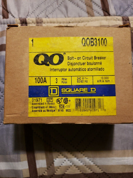 NEW - Square D QOB3100 100 A 3 POLE Miniature Circuit Breaker
