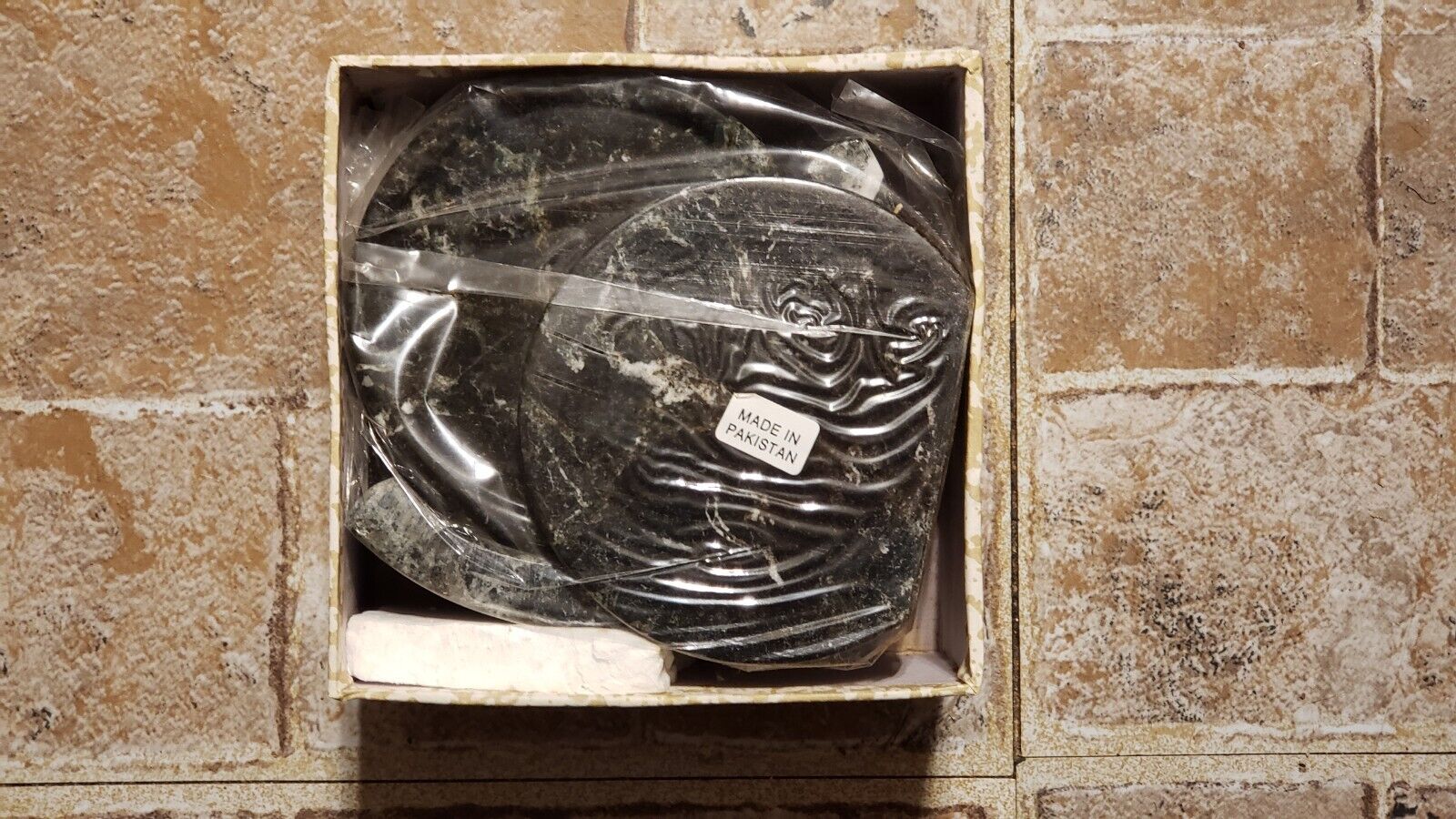 Set Of 6 Black Marble Coaster Set With Marble Holder