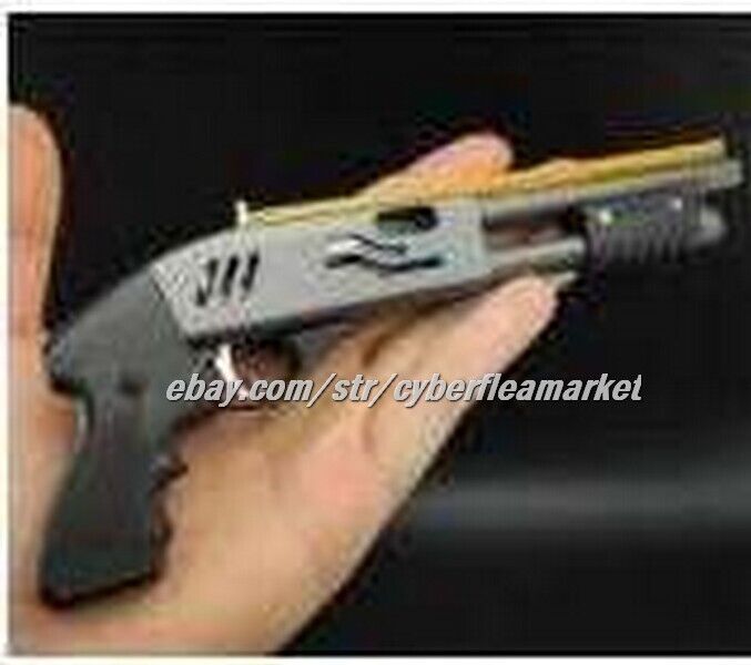 Rubber Band Gun & Mini Metal Folding 6 Shot & Shotgun Keychain