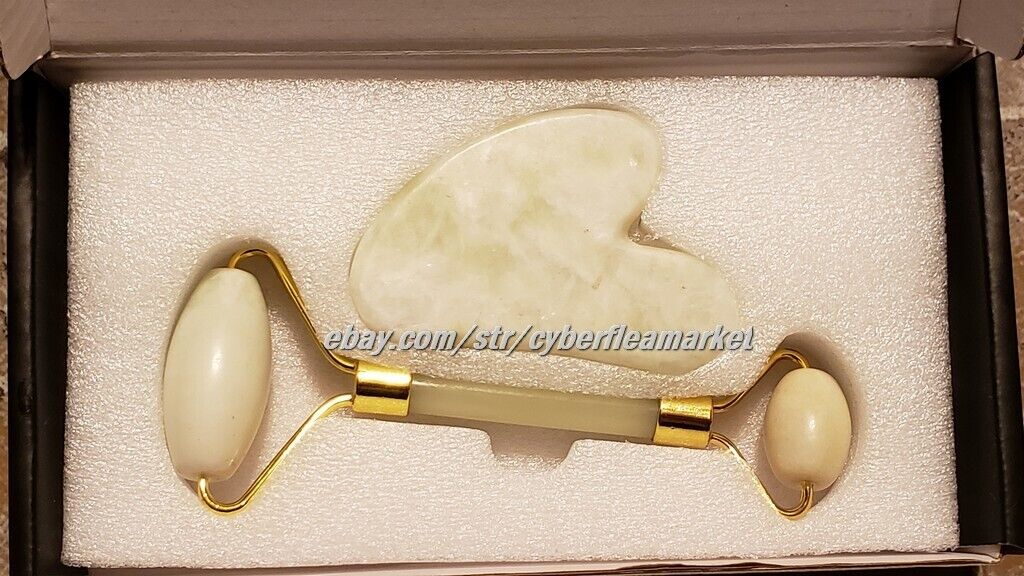 Jade Stone Face Roller and Gua Sha Set Facial Treatment Skin Care Regimen