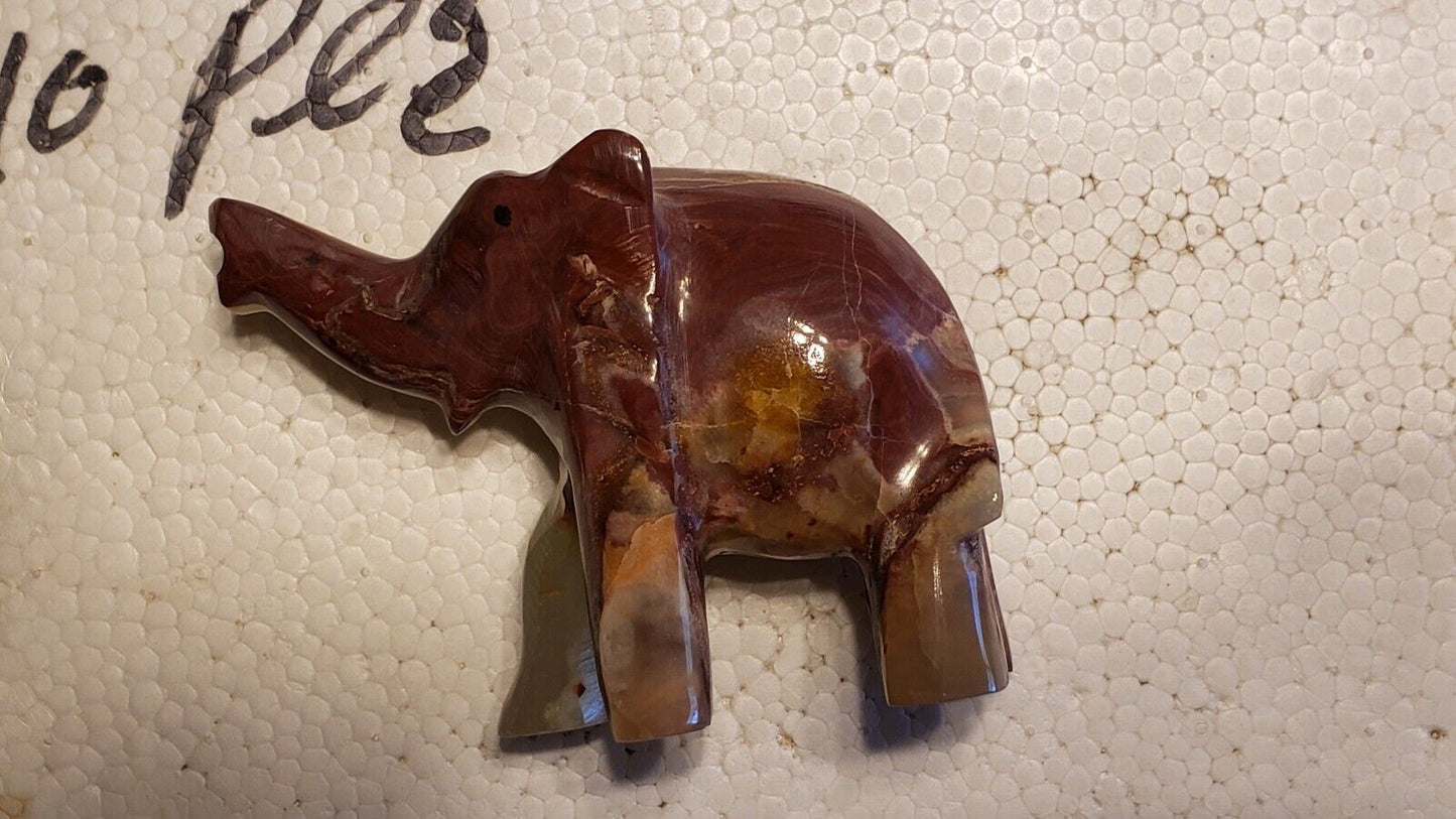 Vintage Marble Onyx Stone Hand Carved Elephant Figurine Statue 4 inches Tall