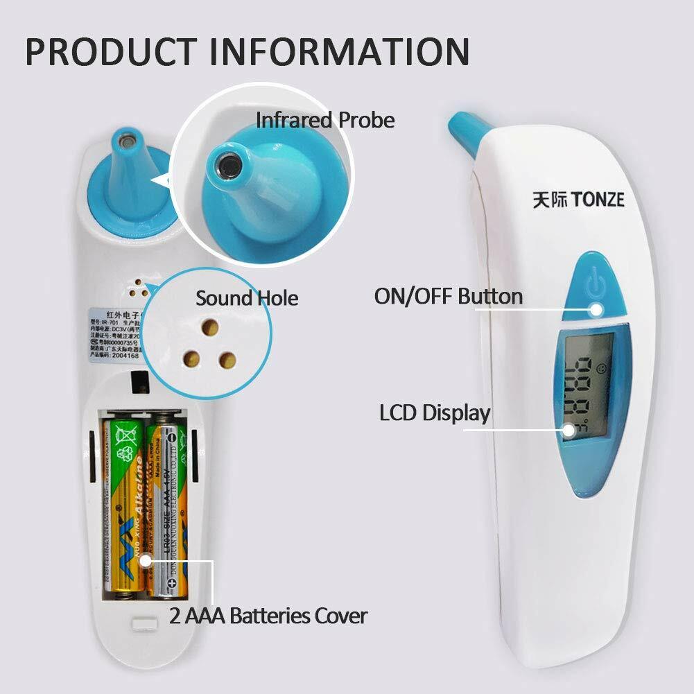 Ear & Forehed Digital Infared C&F Adjustable Thermometer - 1 sec measurement