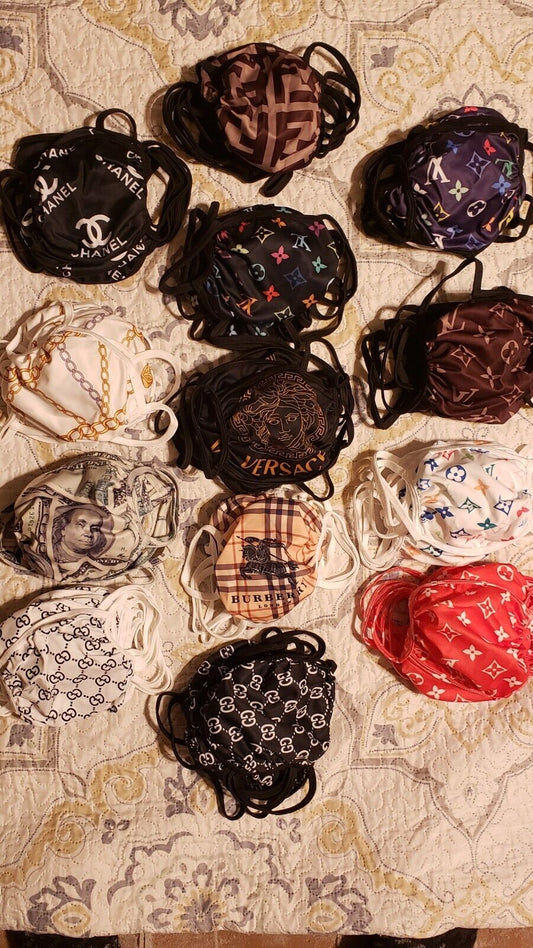High Fashion Monogram Reusable Face Mask - Various Designer Masks