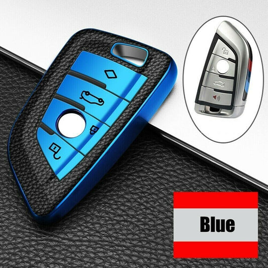 Key Fob Cover Case Car Remote Blue For BMW X1 X5 X6 5 7 Series