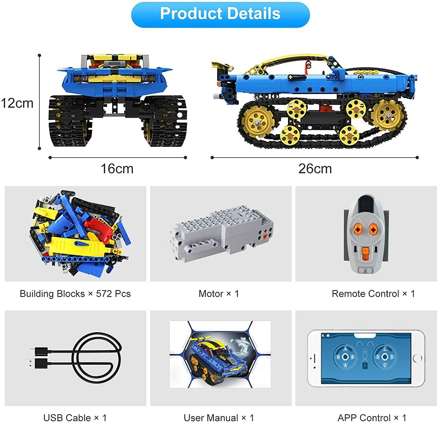  STEM Remote Control Building Kit, R/C TRACKED Off-Road Vehicle with lights