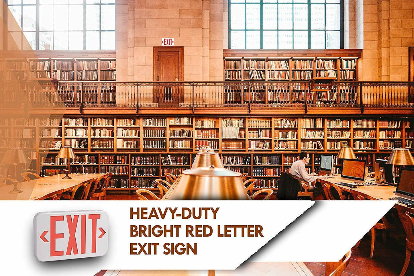 Rechargeable LED "EXIT" sign emergency lights with battery backup LED, Pk of 2