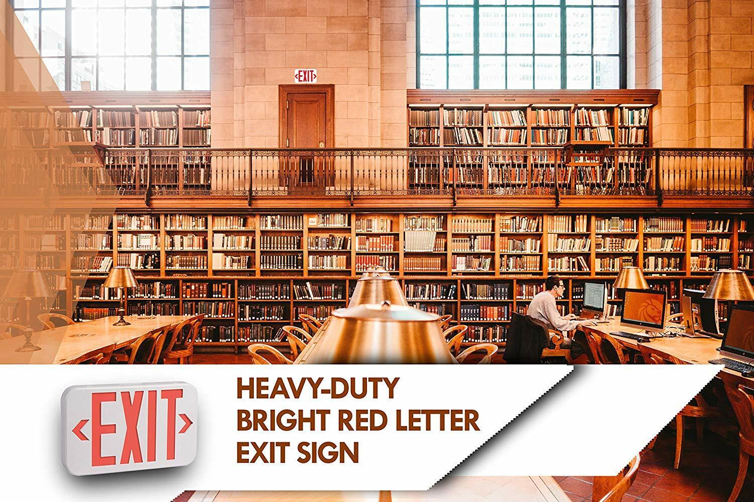 Rechargeable LED "EXIT" sign emergency lights with battery backup LED, Pk of 2