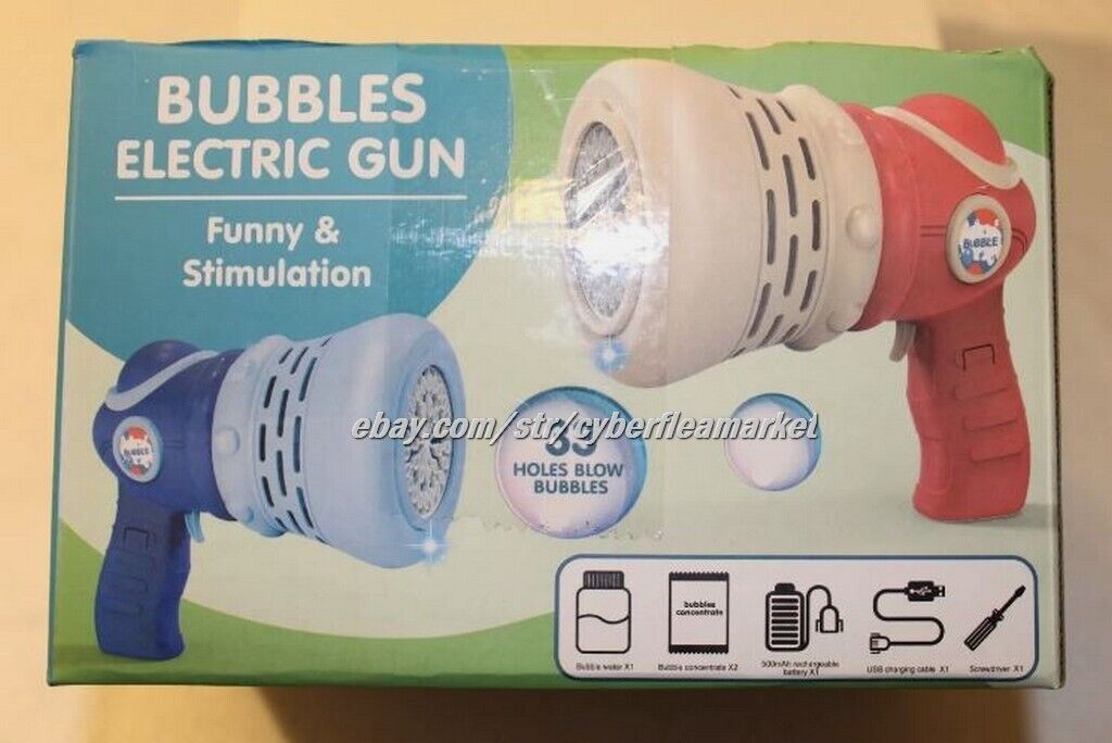 NEW Electric Bubble Gun - BLUE 33-Holes, Rechargeable NEW AS IS