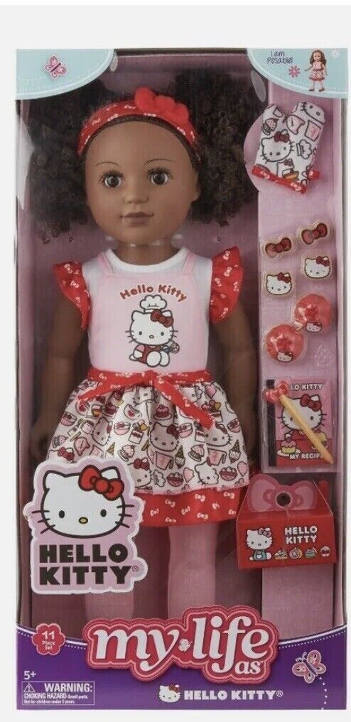 My Life As 18 inch Poseable Black Hello Kitty Baker Doll with Dark Brown Hair
