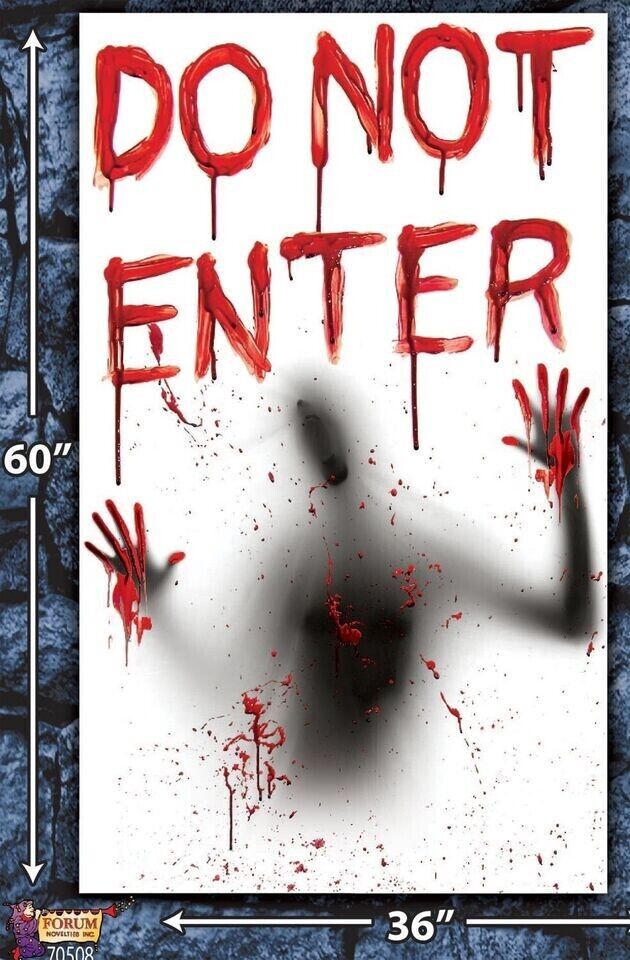 2pcs-Bloody Creepy HELP-DO NOT ENTER Window Wall Door Cover Posters Decorations