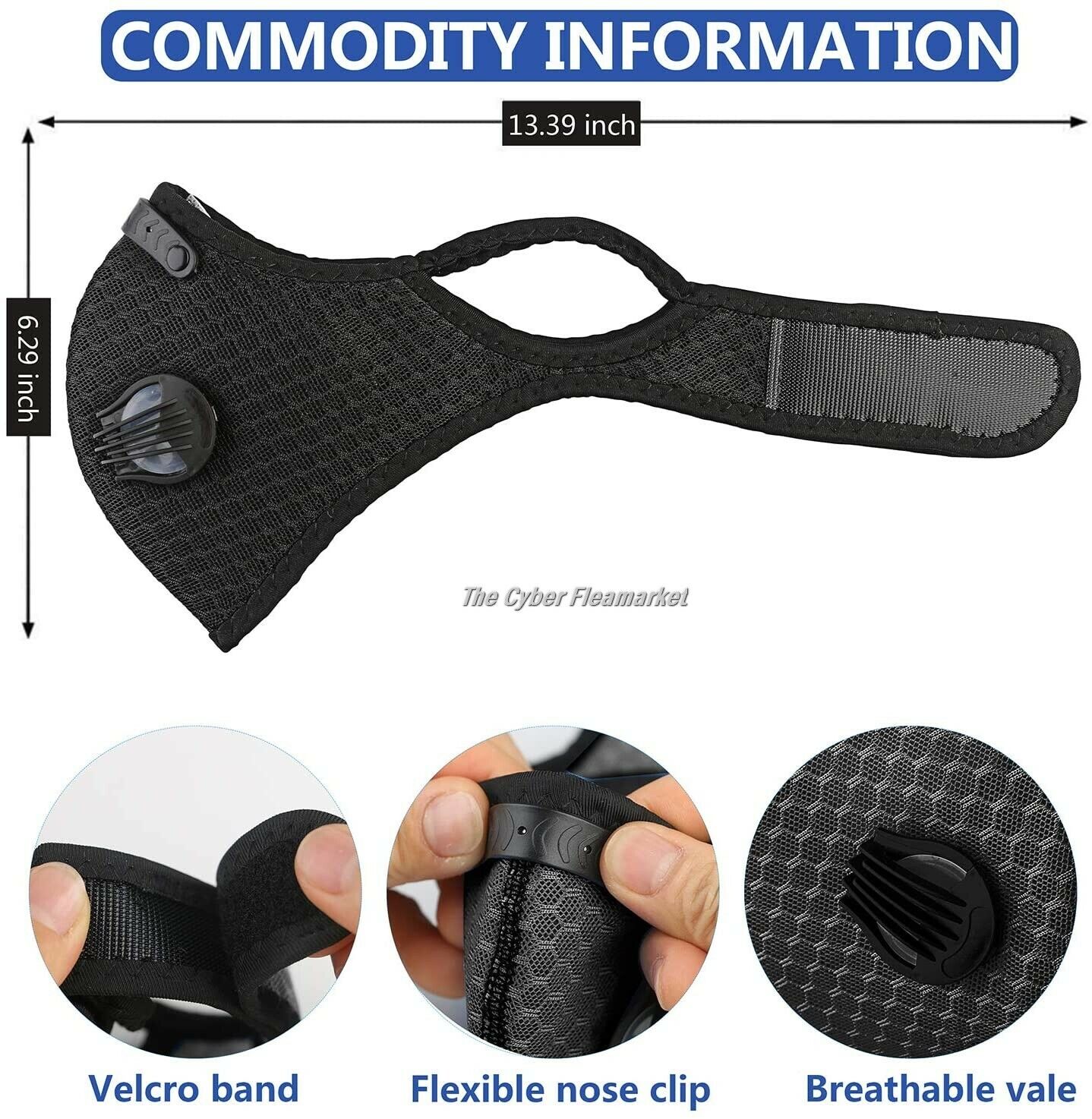 Reusable Cycling Sports Mesh Face Mask Air Valves/Active Carbon Filter twin pak