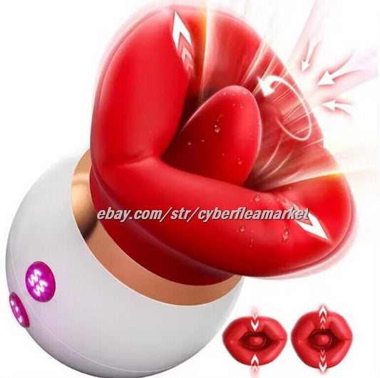 Tongue Licking Sucking Vibrator Nipples Anal Clit Stimulator Sex Toys for Women