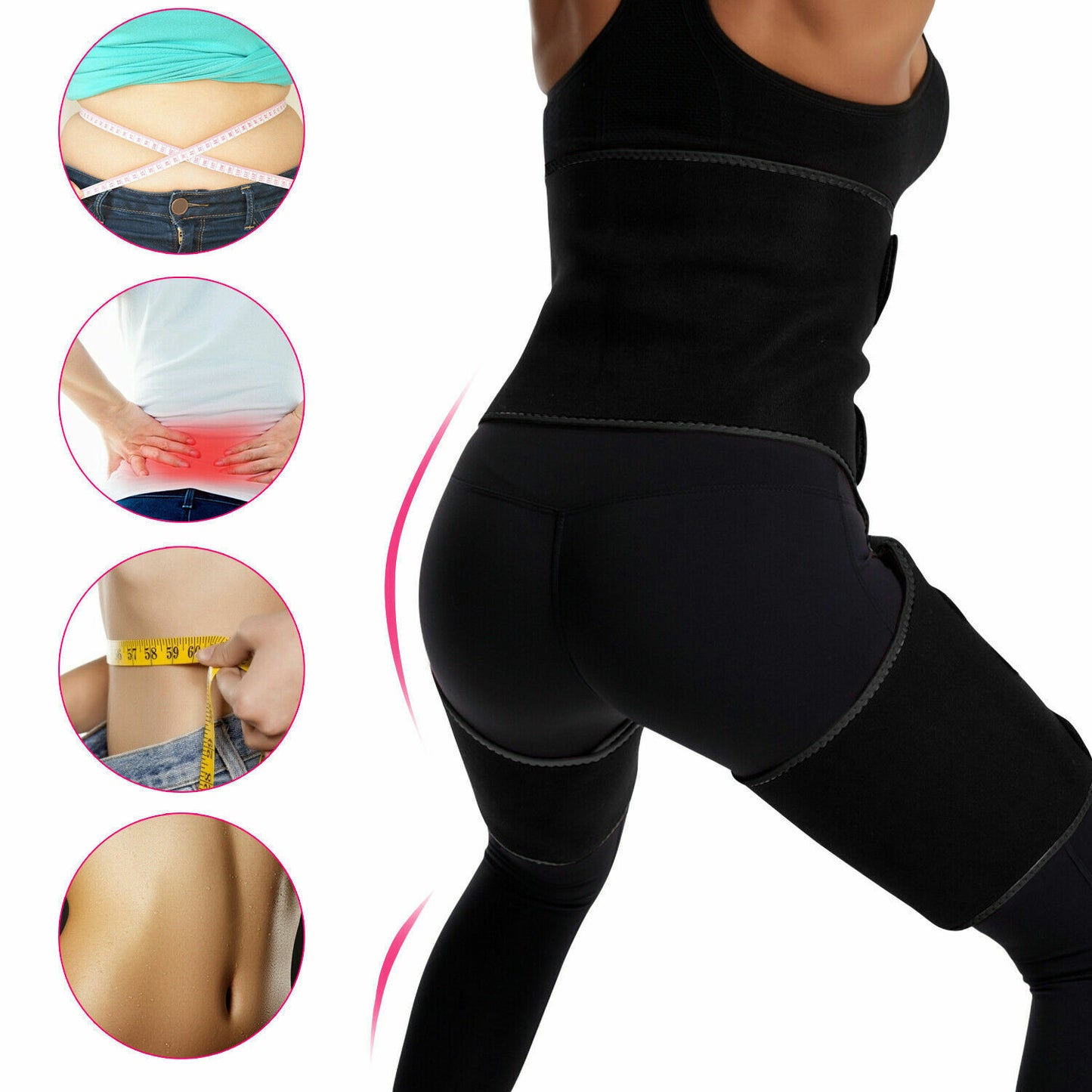 Thigh Trimmer High Waist Belt With Butt Lifter Slimming Body Shaper Sweat Band