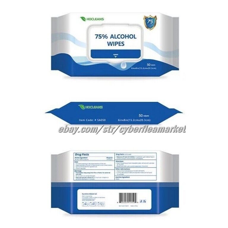 Hocleans 75% Alcohol wet Sanitizer Wipes 24 PACKS of 50 (1200 Wipe) NEW CASE