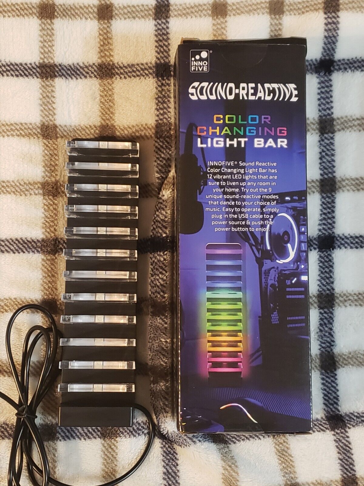 Sound-Activated 2 pk Color Changing LED Light Bars ~ 12 lights/bar 7.5" Tall NEW