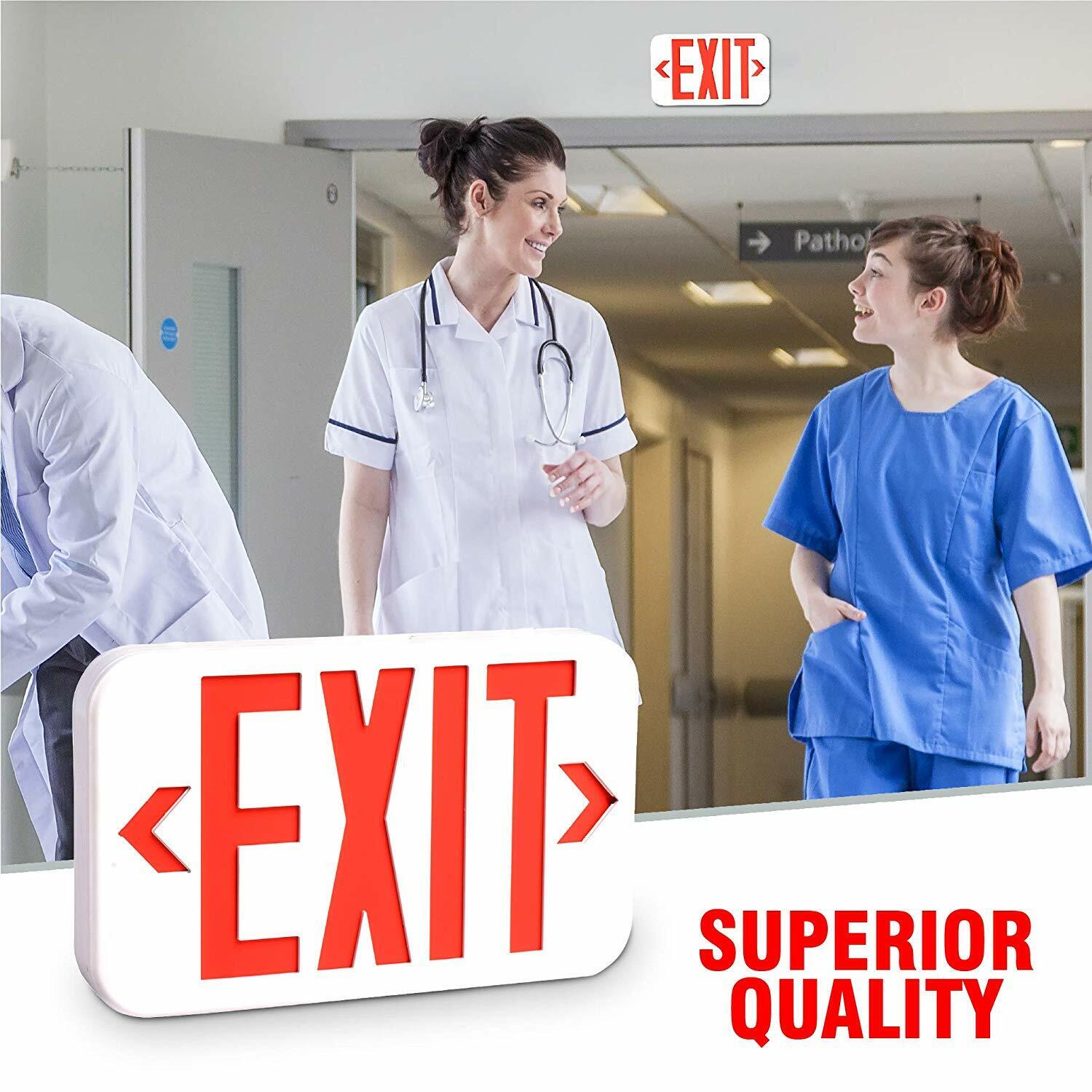 Rechargeable LED "EXIT" sign emergency lights with battery backup LED, Pk of 2