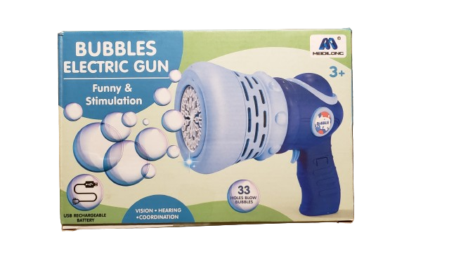NEW Electric Bubble Gun - BLUE 33-Holes, Rechargeable NEW AS IS