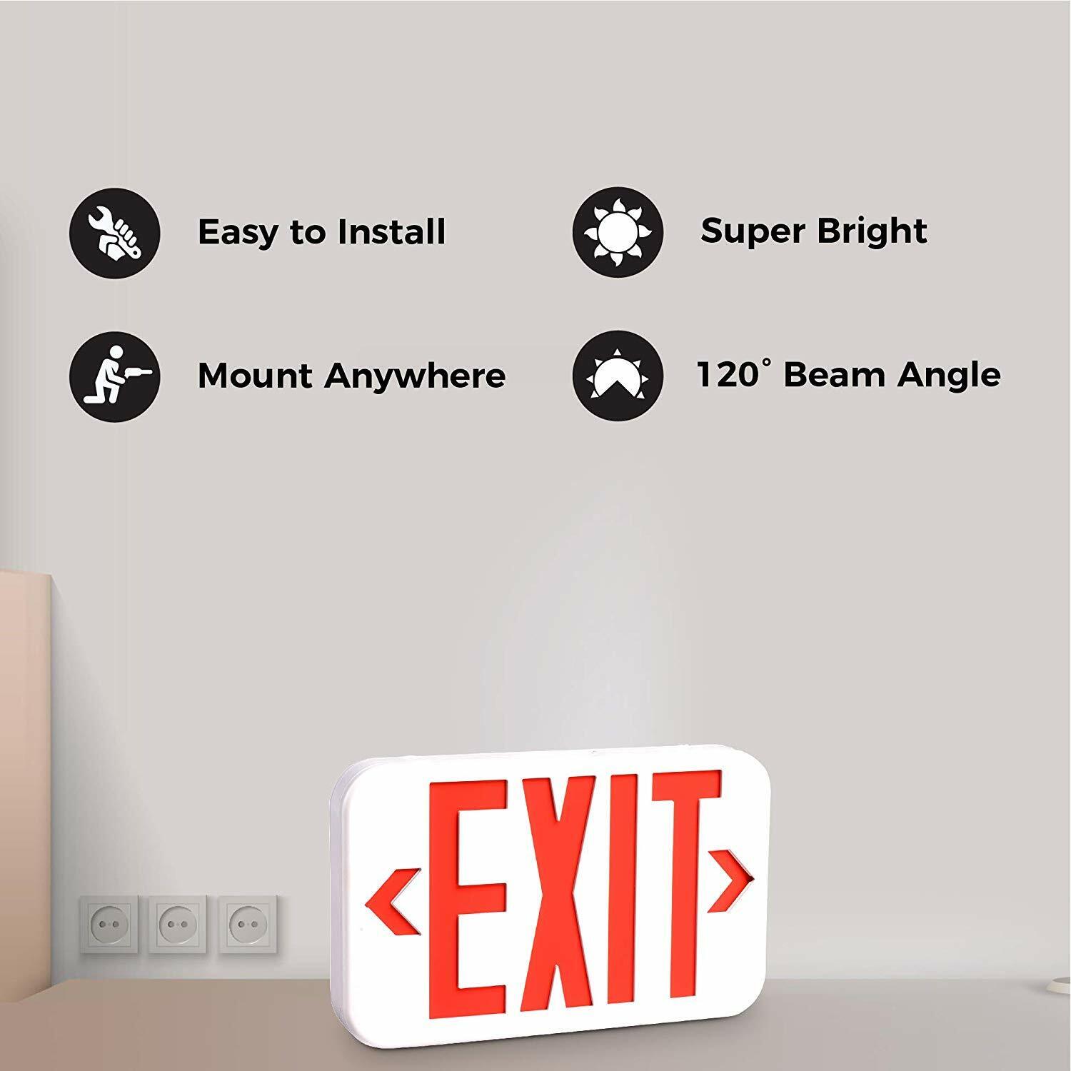 Rechargeable LED "EXIT" sign emergency lights with battery backup LED, Pk of 2