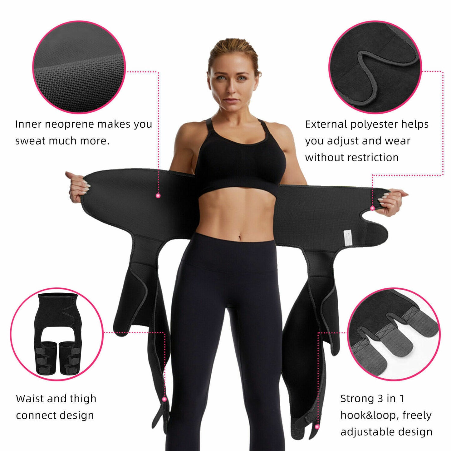 Thigh Trimmer High Waist Belt With Butt Lifter Slimming Body Shaper Sweat Band